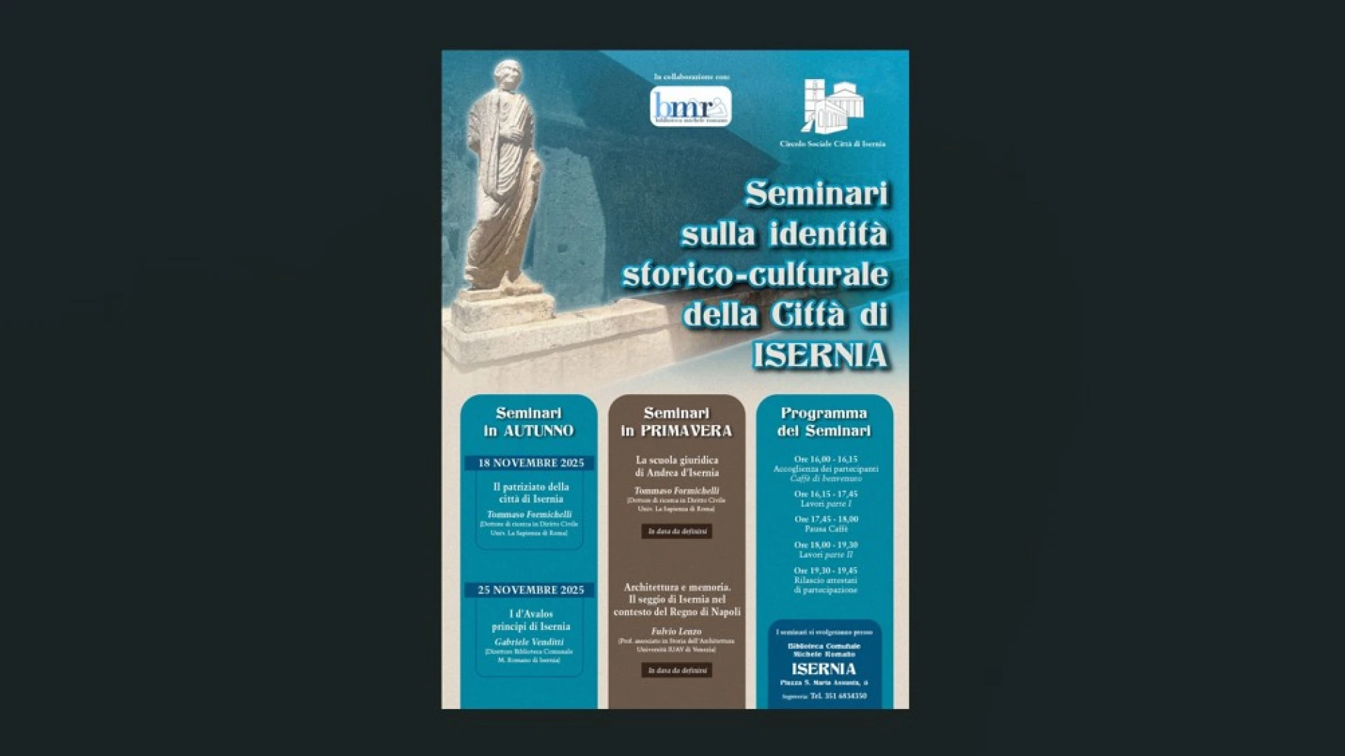Riscoperta e valorizzazione della storia cittadina di Isernia. Due seminari in programma.